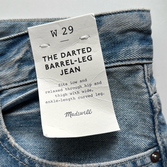 Madewell Light Blue The Darted Barrel Leg Cut Hem Jeans W29 NWT (34” x 25.5”) - Picture 6 of 6